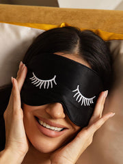 Clearance - Pure Silk Eye Mask With Eyelash Embroidery