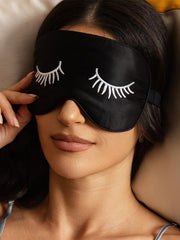 Clearance - Pure Silk Eye Mask With Eyelash Embroidery