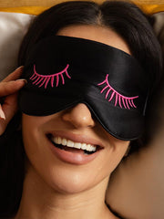 Clearance - Pure Silk Eye Mask With Eyelash Embroidery