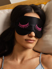 Clearance - Pure Silk Eye Mask With Eyelash Embroidery