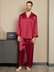Clearance - Pure Silk Long Sleeve Men's Pajamas Set