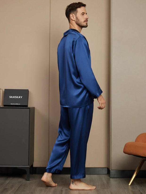 Clearance - Pure Silk Long Sleeve Men's Pajamas Set