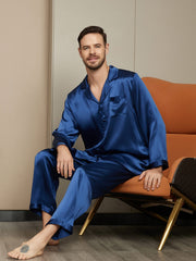 Clearance - Pure Silk Long Sleeve Men's Pajamas Set