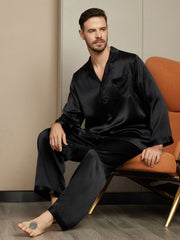 Clearance - Pure Silk Long Sleeve Men's Pajamas Set