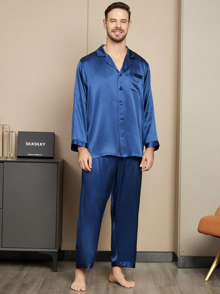 Clearance - Pure Silk Long Sleeve Men's Pajamas Set