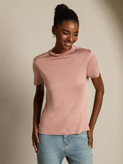 Clearance - Pure Silk Short Sleeve Mock Women's T-Shirt