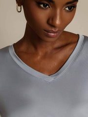 Clearance - Pure Silk V-Neck Short Sleeves Women's T-Shirt