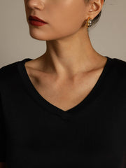Clearance - Pure Silk V-Neck Short Sleeves Women's T-Shirt