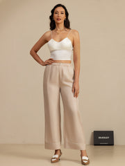 Clearance - Pure Silk Women’s High Waist Full Length Elastic Waist Pants With Pockets
