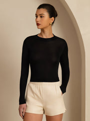 Clearance - Pure Silk Women's Long Sleeve Mock Neck Top