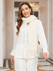 Clearance - Pure Wool Scarf w/ Fringed Decoration 180x35cm/70.9