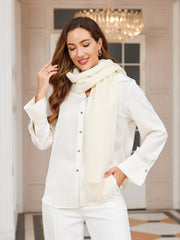 Clearance - Pure Wool Scarf w/ Fringed Decoration 180x35cm/70.9