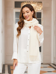 Clearance - Pure Wool Scarf w/ Fringed Decoration 180x35cm/70.9