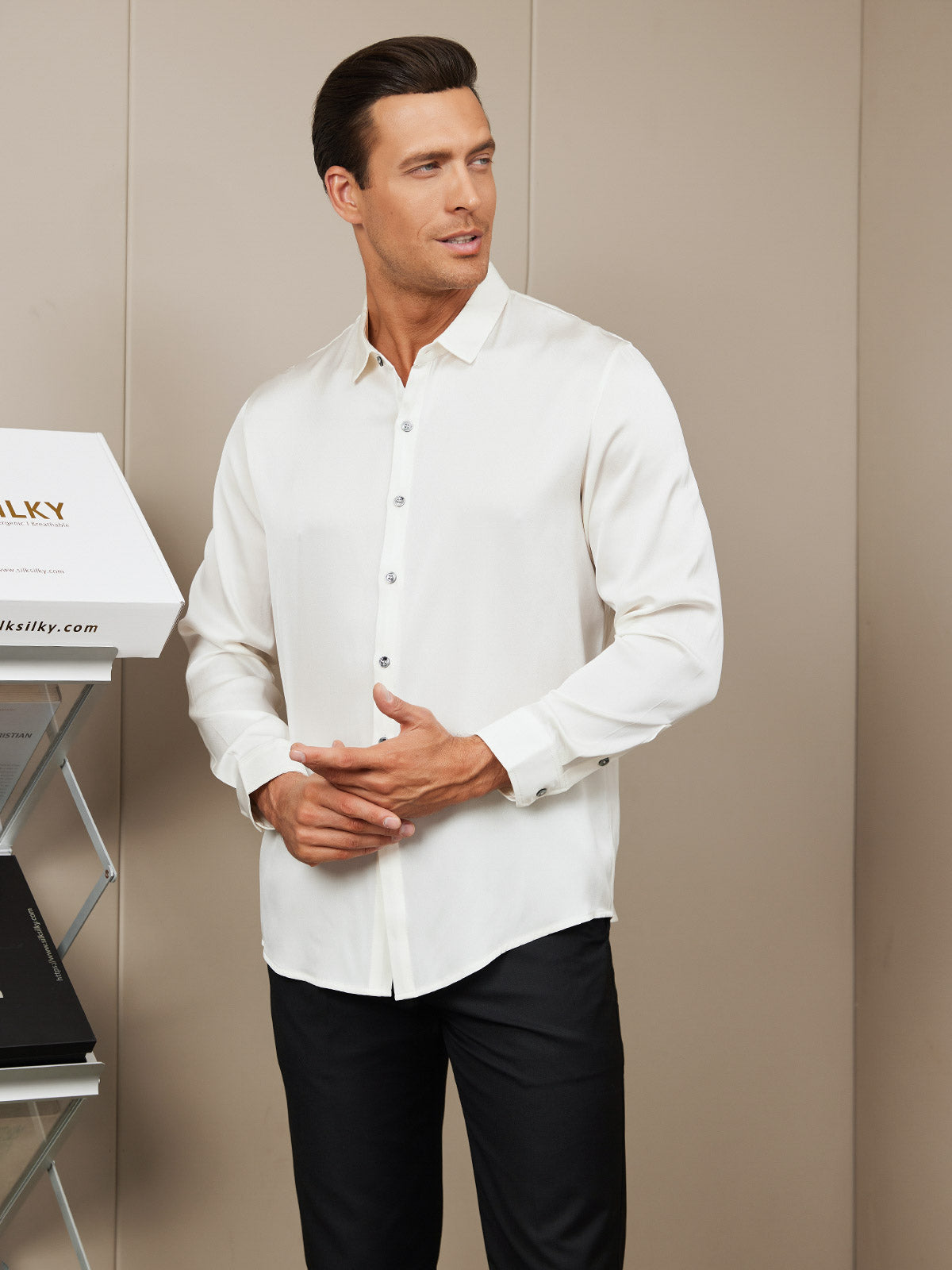 Clearance - Silk Mens shirt with Long Sleeves