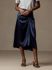Clearance - Silk Pleated High Slit Skirt