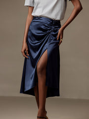 Clearance - Silk Pleated High Slit Skirt