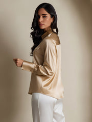 Clearance - Women's 19Momme Silk Long Sleeve Lapel Collar Military Shirt