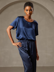 Clearance - Women's Pure Silk Short Sleeve Round Neck T-Shirt