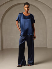 Clearance - Women's Pure Silk Short Sleeve Round Neck T-Shirt
