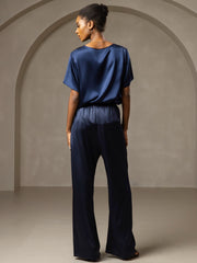 Clearance - Women's Pure Silk Short Sleeve Round Neck T-Shirt