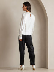 Clearance(US Warehouse) - 19Momme Silk Long Sleeve Boat Neck Blouse