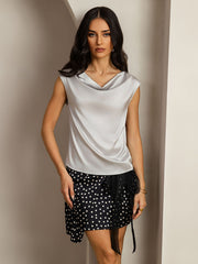 Clearance(US Warehouse) - 19Momme Women's Silk Cap Sleeve Cowl Neck Top