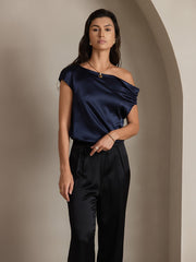 Clearance(US Warehouse) - Silk Chic One-Shoulder Top