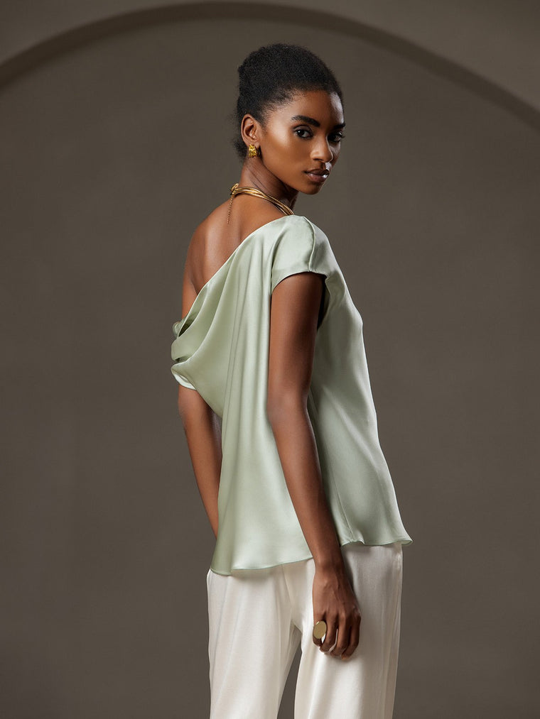 Clearance(US Warehouse) - Silk Chic One-Shoulder Top