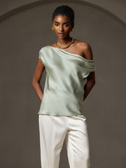 Clearance(US Warehouse) - Silk Chic One-Shoulder Top