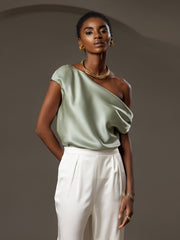 Clearance(US Warehouse) - Silk Chic One-Shoulder Top