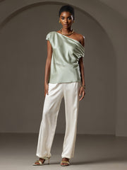 Clearance(US Warehouse) - Silk Chic One-Shoulder Top
