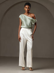 Clearance(US Warehouse) - Silk Chic One-Shoulder Top