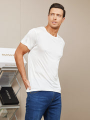 Mens Crew Neck 100% Mulberry Silk T Shirt