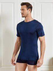 Mens Crew Neck 100% Mulberry Silk T Shirt