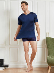 Mens Crew Neck 100% Mulberry Silk T Shirt