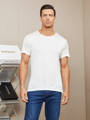 Mens Crew Neck 100% Mulberry Silk T Shirt