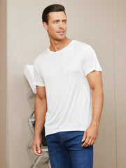 Mens Crew Neck 100% Mulberry Silk T Shirt