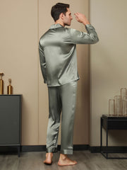 Men's Pure Silk Long Sleeve Notch Collar Pajamas Set