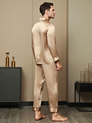 Men's Pure Silk Long Sleeve Notch Collar Pajamas Set