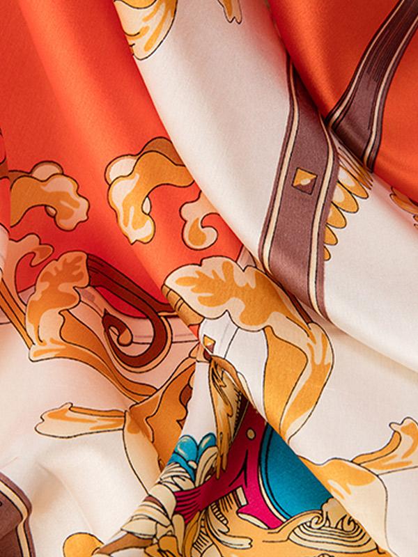 Orange Harmony Silk Square Scarf 110"
