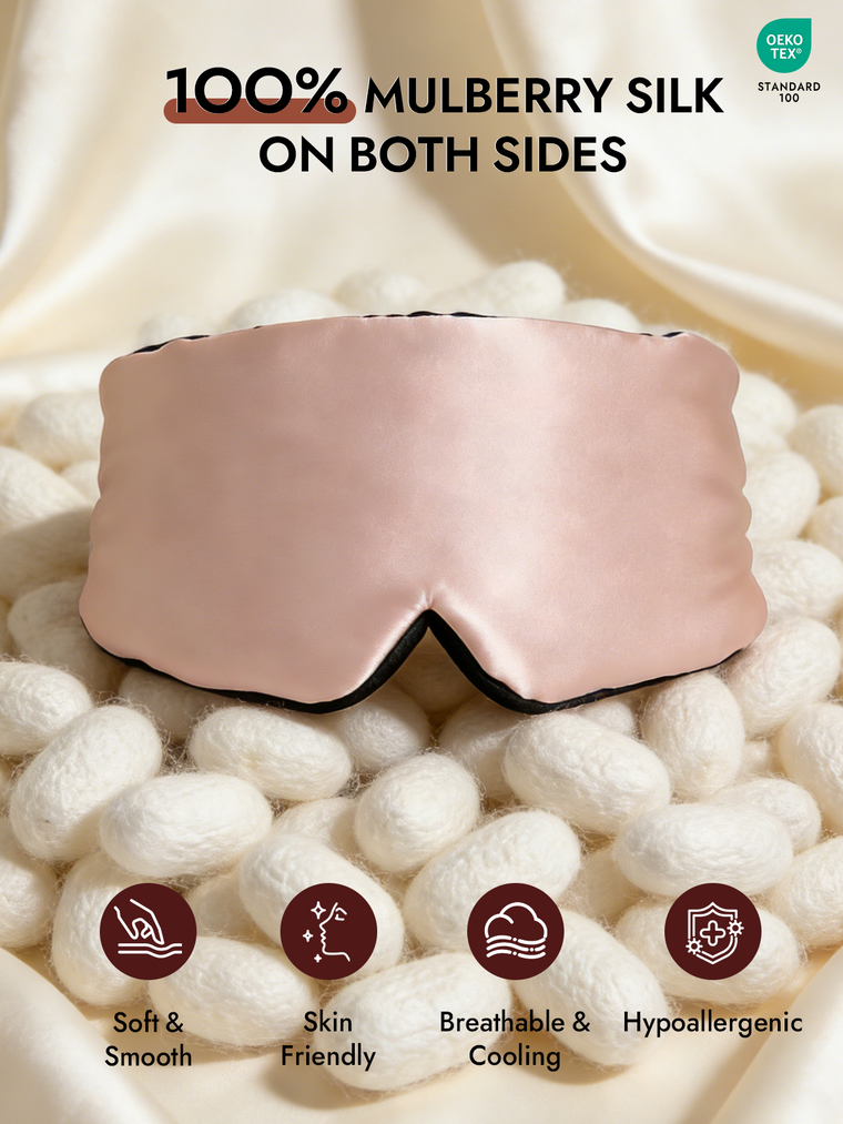 Pure Silk 3D Contoured Eye Mask With Velcro Closure