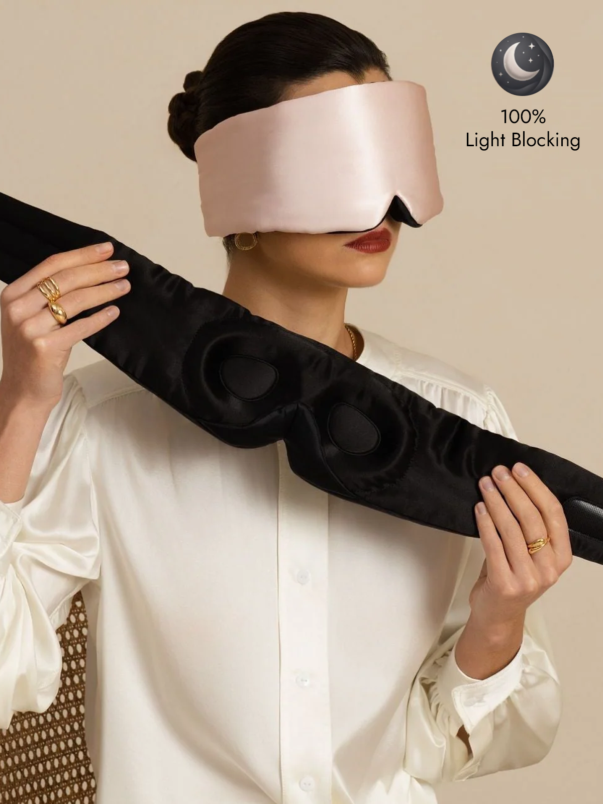 Pure Silk 3D Contoured Eye Mask With Velcro Closure