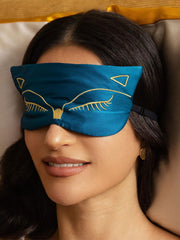 Pure Silk Cat Embroidered Eye Mask