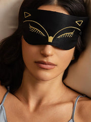 Pure Silk Cat Embroidered Eye Mask