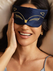 Pure Silk Cat Embroidered Eye Mask