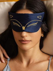 Pure Silk Cat Embroidered Eye Mask