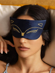 Pure Silk Cat Embroidered Eye Mask