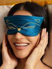 Pure Silk Cat Embroidered Eye Mask