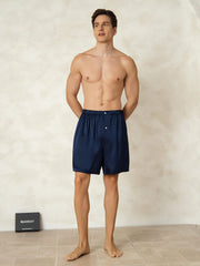 Pure Silk Elastic Waist Men's Sleep Shorts