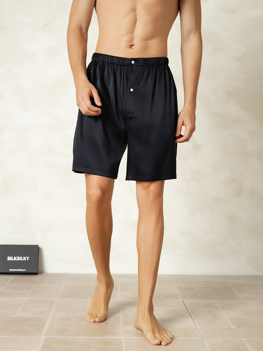 Pure Silk Elastic Waist Men's Sleep Shorts
